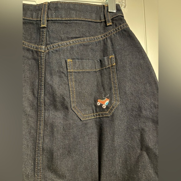 Cath Kidston Navy A-Line Skirt with Embroidery - Picture 5 of 8